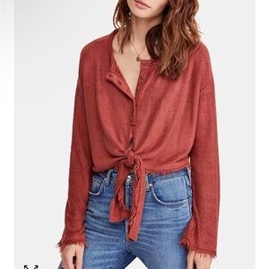 NWT Free‎ People Red Rocks Emma's Henley Top Size L